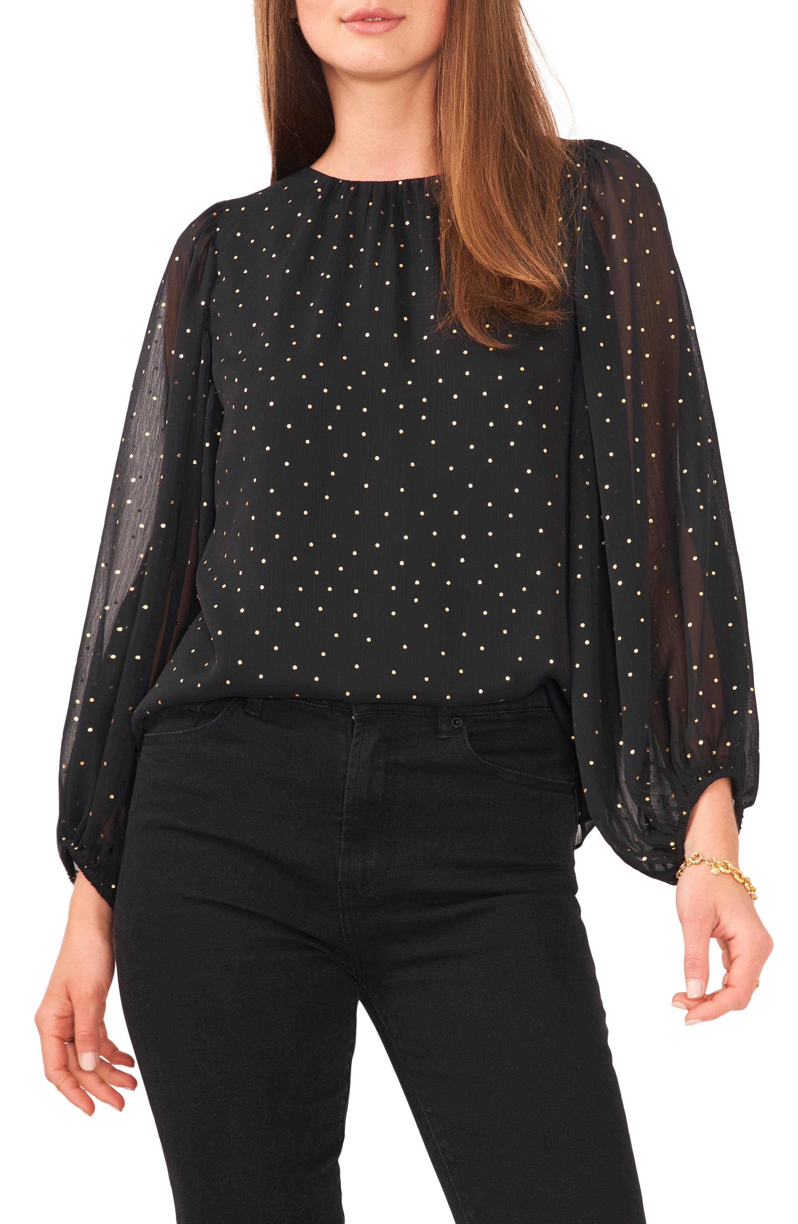 nordstrom polka dot blouse