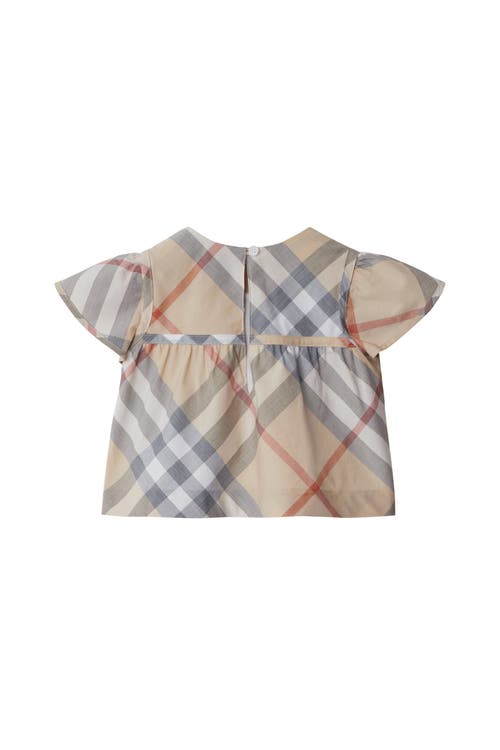 Shop Burberry Check Cotton Blouse In Pale Stone