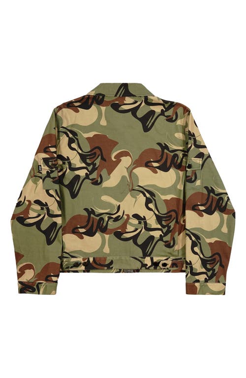 Shop Tier Nyc Tier Camo Workwear Jacket In Green/brown