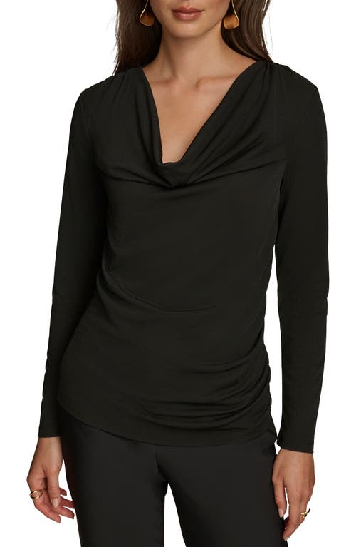 Shop Donna Karan New York Cowl Neck Long Sleeve Top In Black