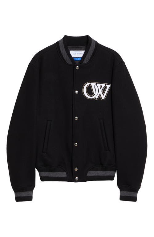 Shop Off-white Varsity Wool Blend Bomber Jacket In Black White