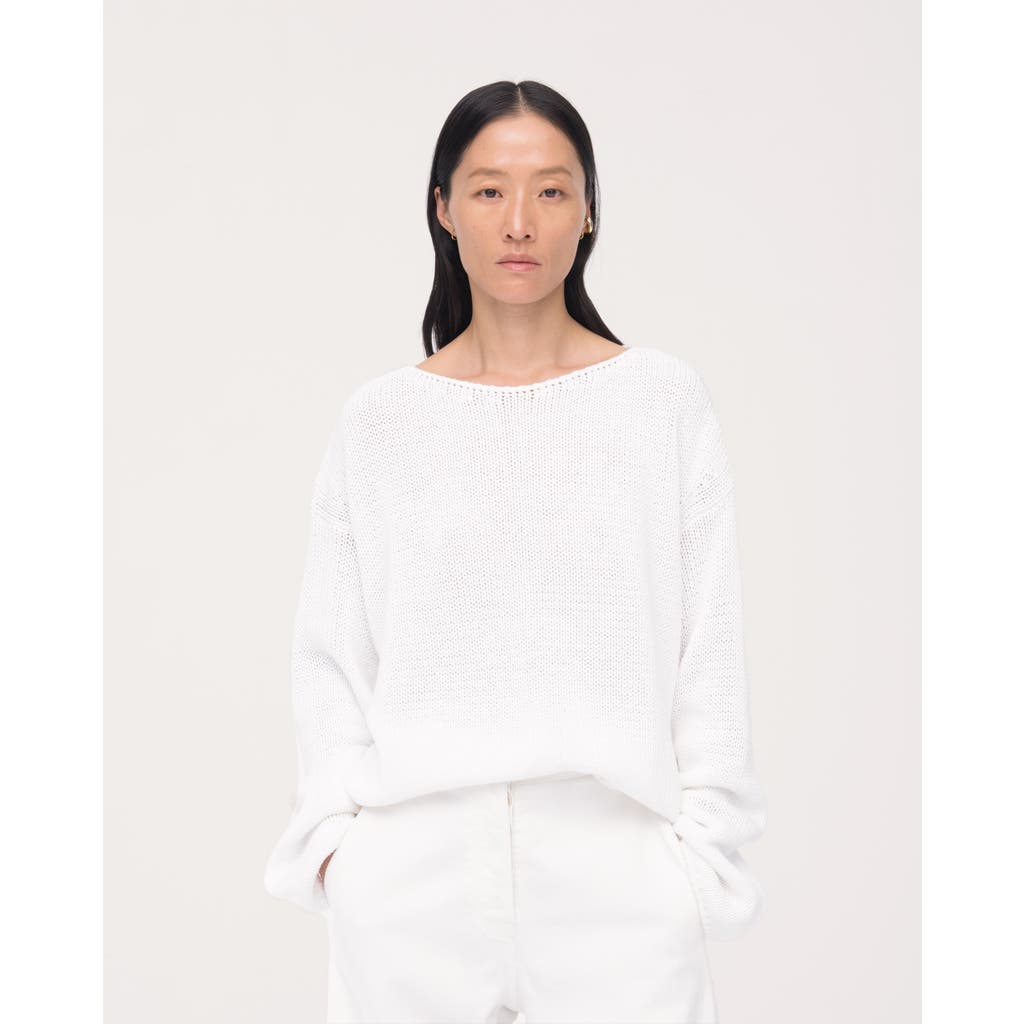 Another Tomorrow Draped Knit Sweater In White