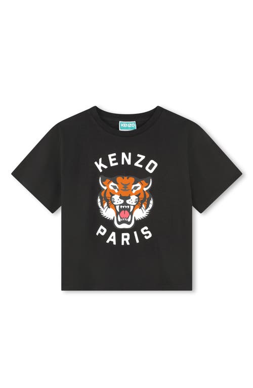 Kenzo Kids' Cotton Graphic T-shirt In Slate Blue