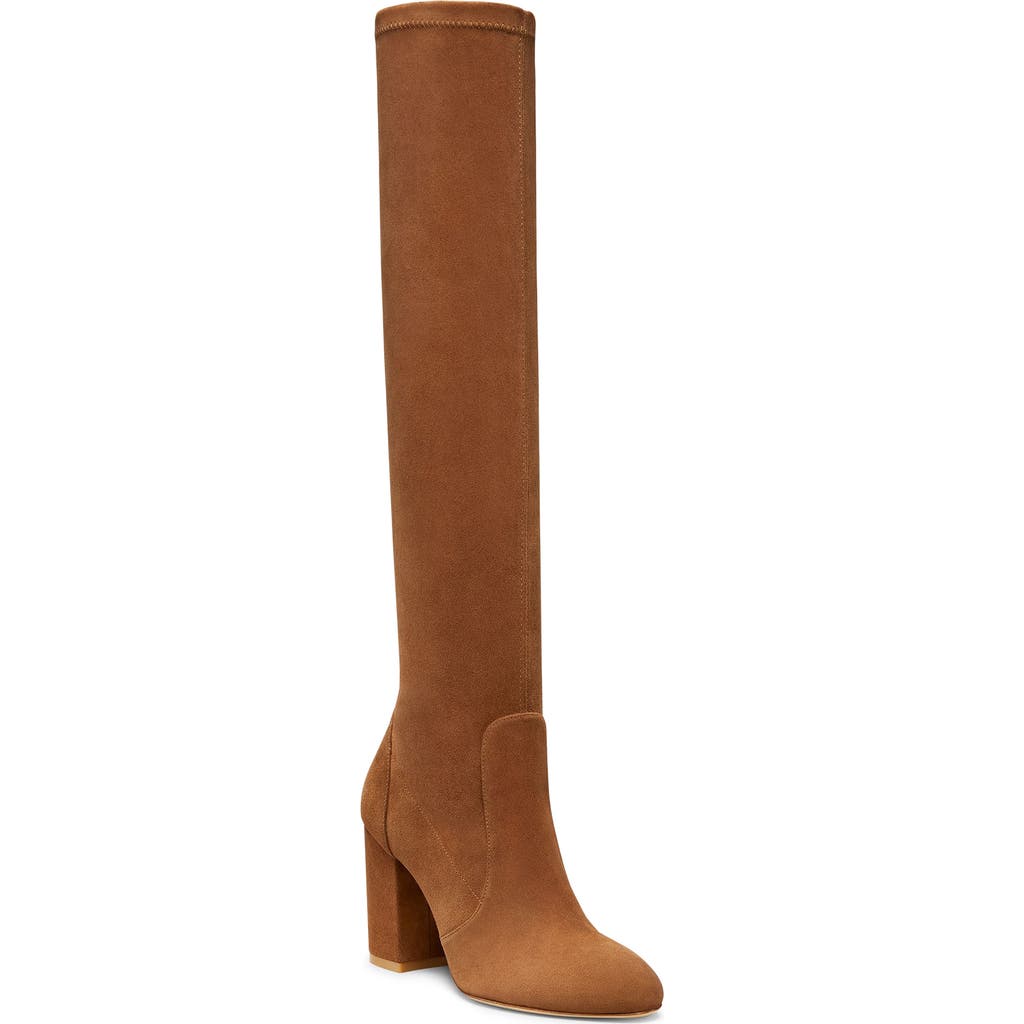 Stuart Weitzman Yuliana 85 Block Heel Slouch Boots In Coffee