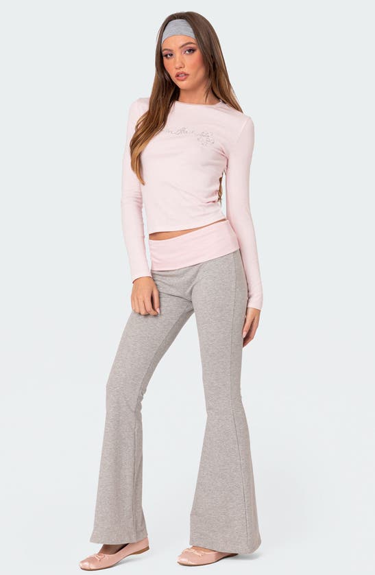 Shop Edikted Dream About Me Embellished Long Sleeve Top In Light-pink