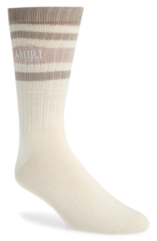 AMIRI Logo Stack Stripe Cotton Blend Socks in Seagrass at Nordstrom, Size 10-11