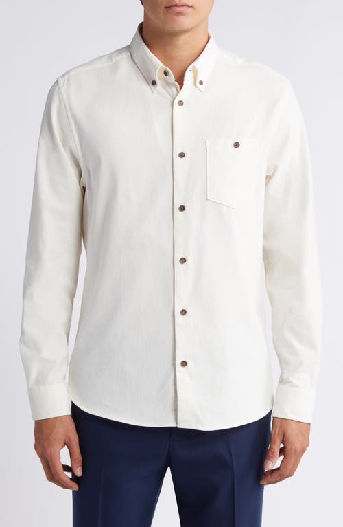 Ted Baker London Lecco Slim Fit Corduroy Button-Down Shirt in Ecru at Nordstrom, Size 6