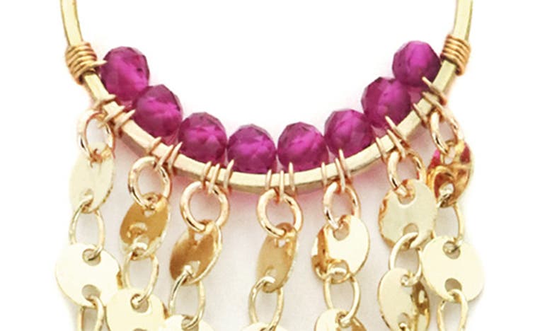 Shop Panacea Circle Magenta Fringe Earrings In Gold/pink