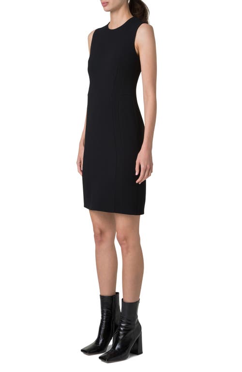 Shop Akris Wool Crepe Sheath Dress In Black