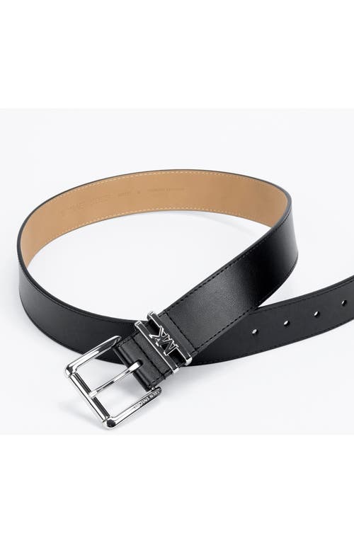 Michael Michael Kors Leather Belt In Black/silver
