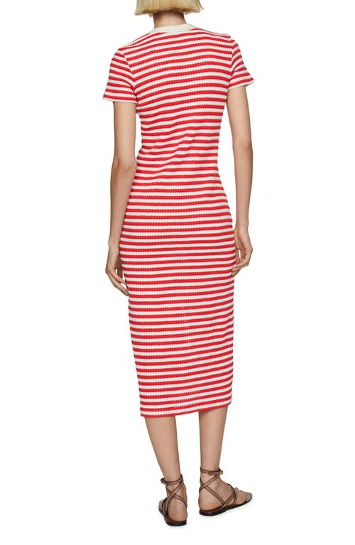 Mango Striped Jersey Dress Coral Red In Coral Red