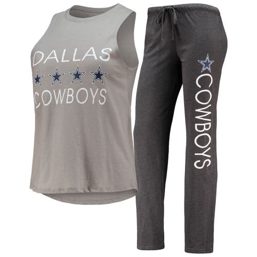 Women's Concepts Sport Gray/Charcoal Dallas Cowboys Plus Size Meter Tank Top and Pants Sleep Set
