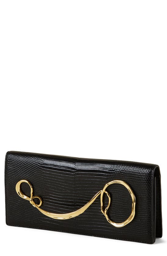 ALEXIS BITTAR ALEXIS BITTAR TWISTED SIDE HANDLE LEATHER CLUTCH