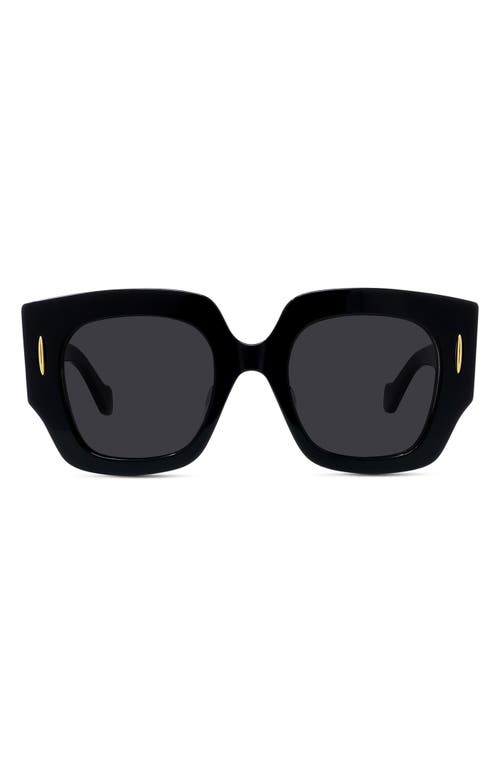 Loewe Anagram 50mm Small Geometric Sunglasses in Shiny Black /Smoke at Nordstrom