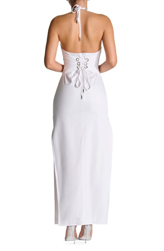 Shop Naked Wardrobe Halter Corset Side Slit Dress In White