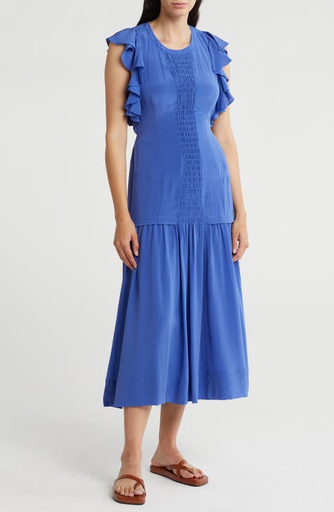 Polly Flutter Sleeve Silk Maxi Dress