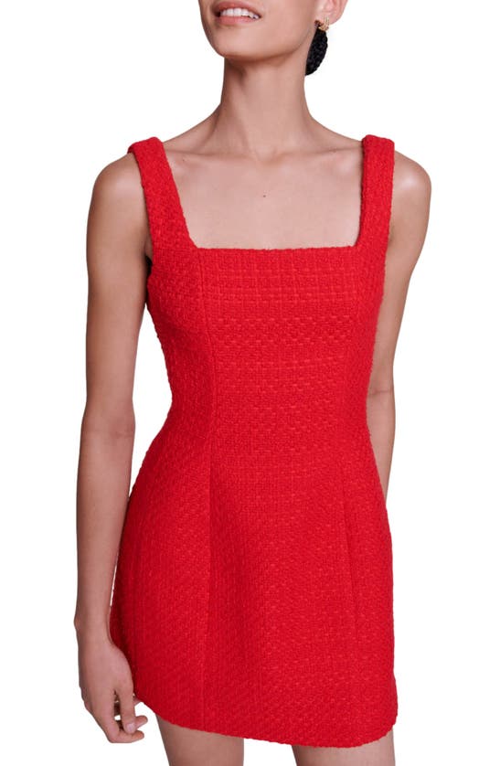 Shop Maje Ribala Sleeveless Tweed Minidress In Red