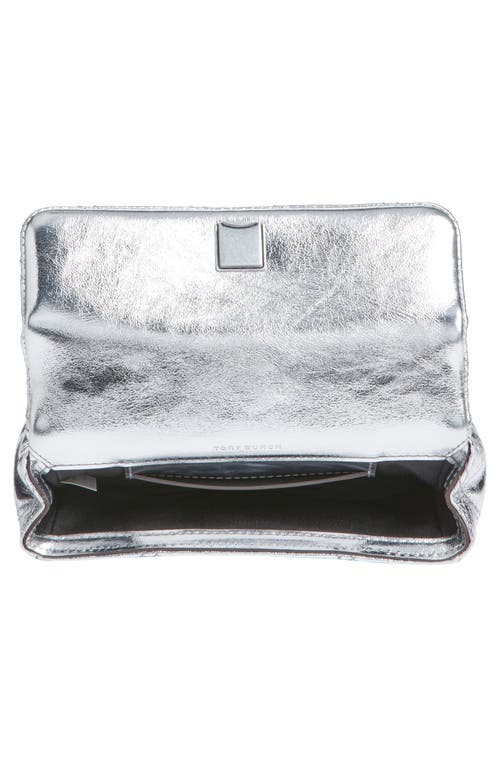 Tory Burch Kira Quilted Metallic Leather Crossbody Bag In Silver