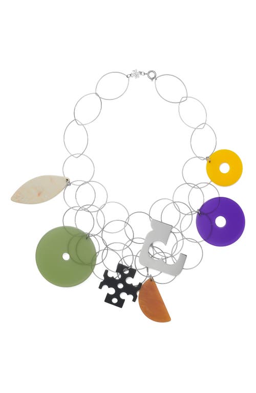 Tory Burch Abstract Statement Necklace in Tory Silver /Multi at Nordstrom