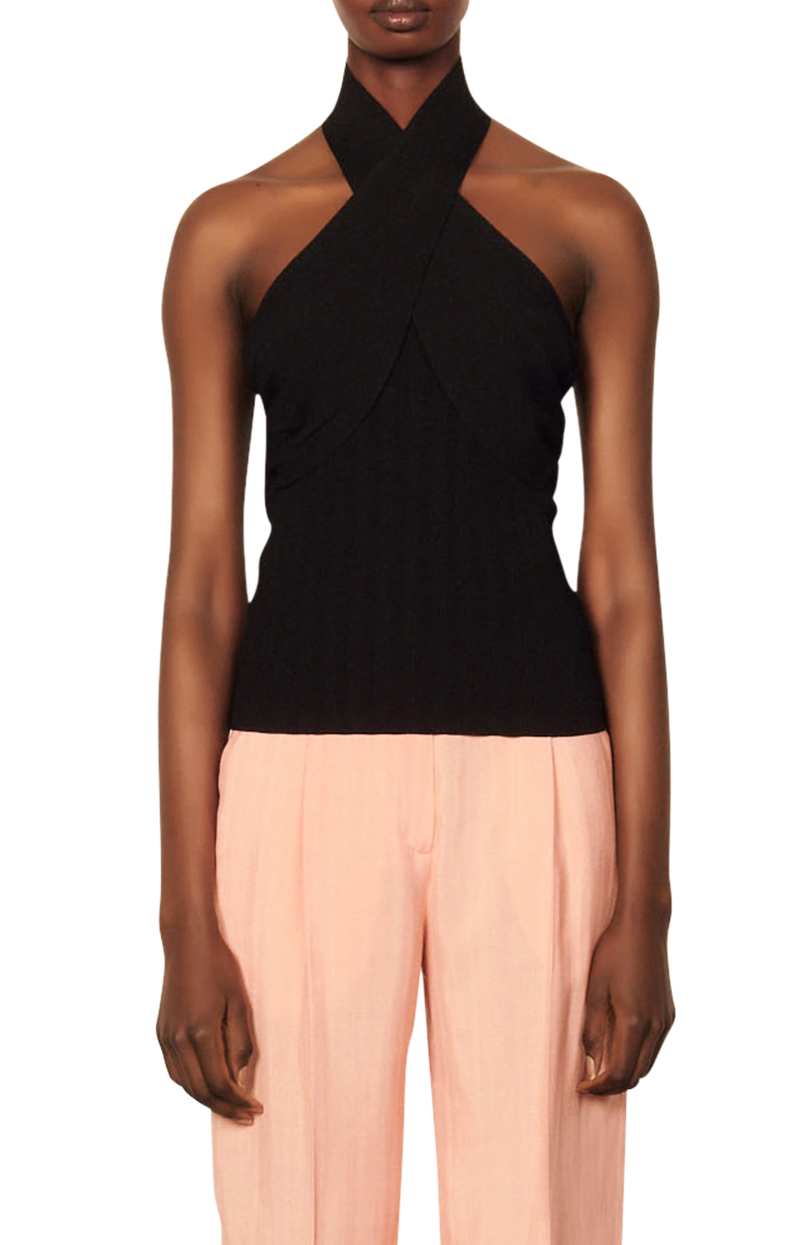 sandro Twist Crossover Halter Top 