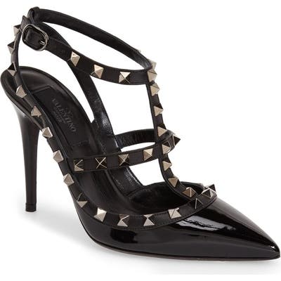 Valentino Garavani Noir Rockstud T-Strap Pump