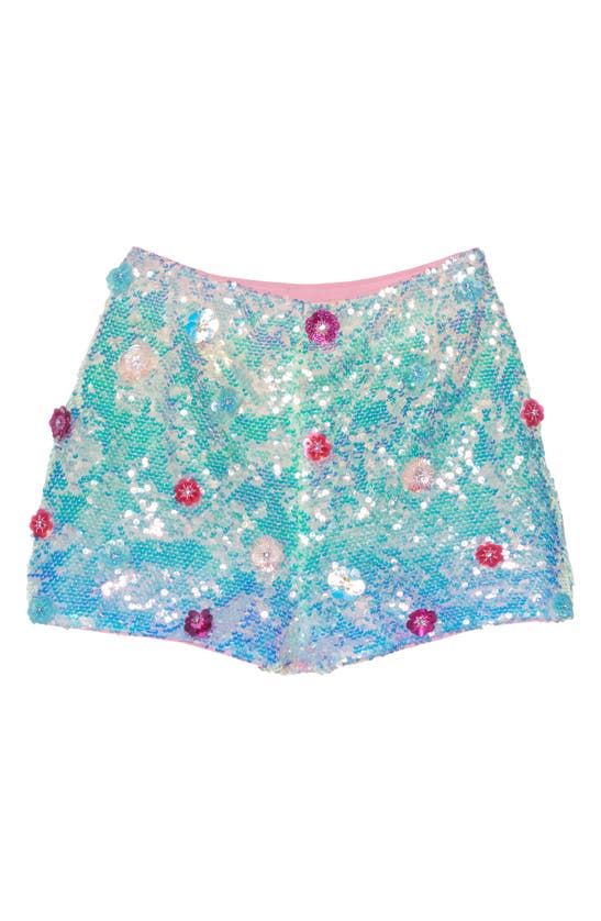 Shop Nasty Gal Floral Appliqué Sequin High Waist Shorts In Pink