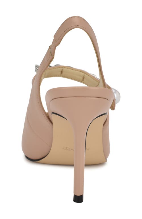 Nine West Rendez Slingback Pointed Cap Toe Mary Jane Pump In Light Natural