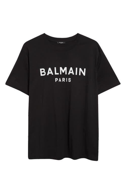 Balmain Logo Cotton T-shirt In Eab Black/white