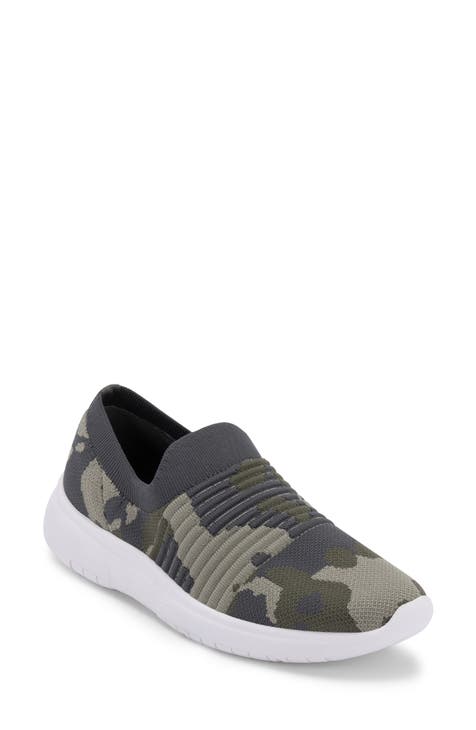 Olive Green Tie Dye Women's Slip On Sneakers