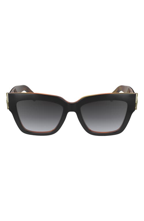 Longchamp 53mm Gradient Modified Rectangular Sunglasses In Black/havana