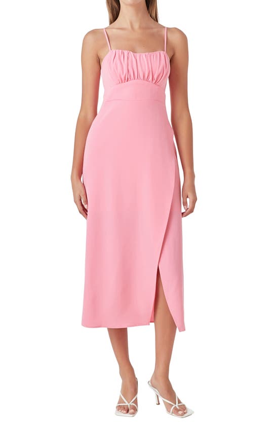 Shop Endless Rose Ruched Bust Midi Dress In Pink