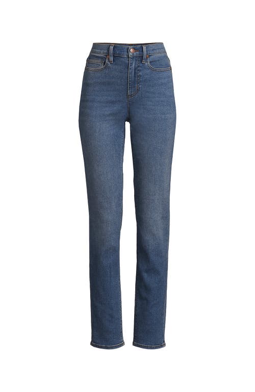 Shop Lands' End Recover High Rise Straight Leg Blue Jeans In Blue Cruiser