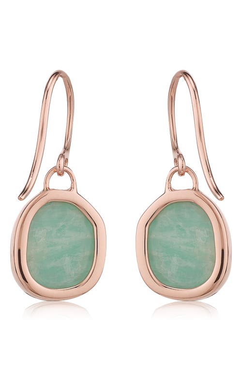 Shop Monica Vinader Siren Semiprecious Stone Drop Earrings In Amazonite/rose Gold