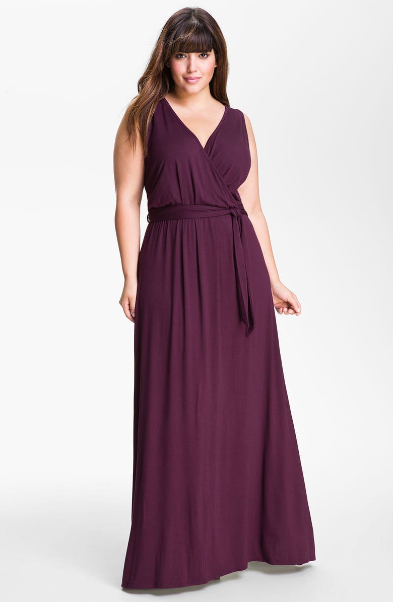 Loveappella Sleeveless Surplice Maxi Dress (Plus) | Nordstrom