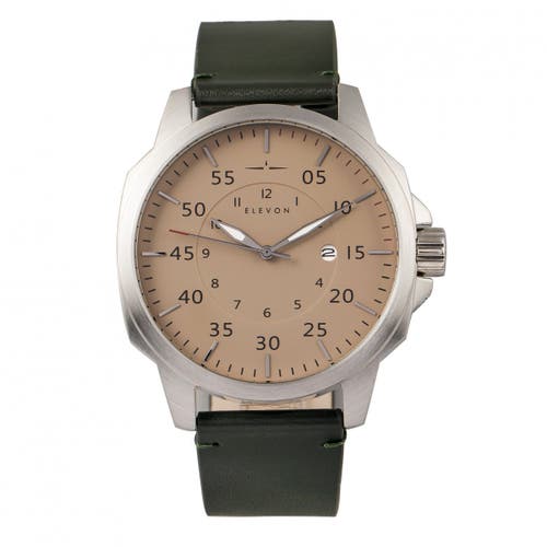 ELEVON ELEVON HUGHES LEATHER-BAND WATCH W/ DATE 