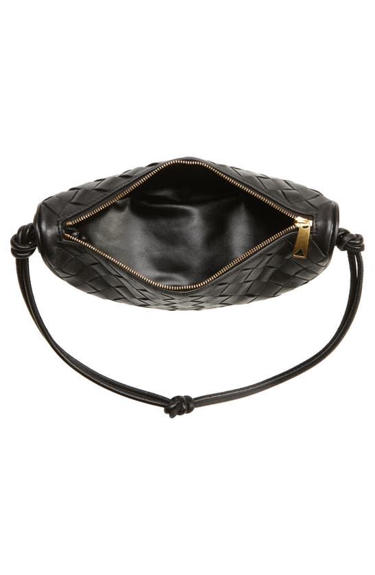 Bottega Veneta Half Moon Intrecciato Leather Pouch In 8425 Black-gold ...