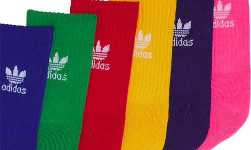 Shop Adidas Originals Adidas Kids' Assorted 6-pack Originals Crew Socks In Pink/royal Blue/scarlet