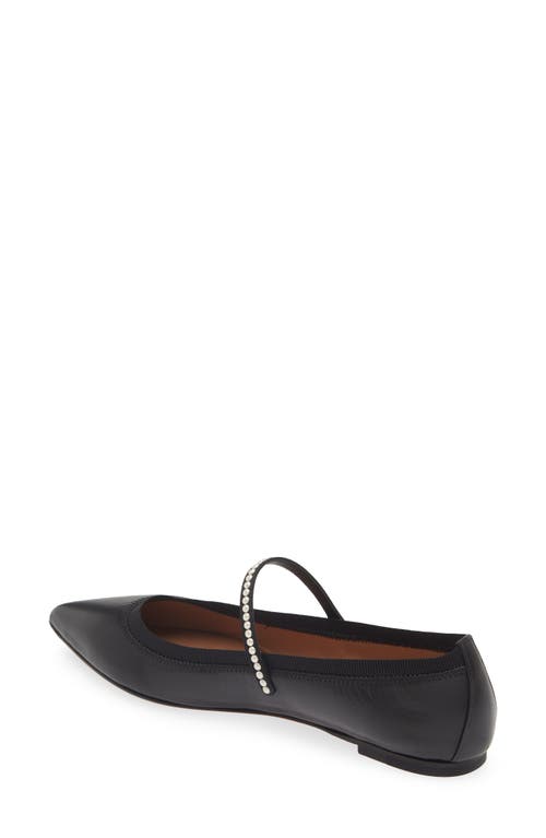 Shop Aquazzura Romy Pearly Strap Pointed Toe Mary Jane Flat In Black