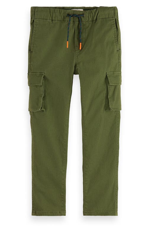 Shop Scotch & Soda Kids' Straight Leg Stretch Cotton Cargo Pants In Military