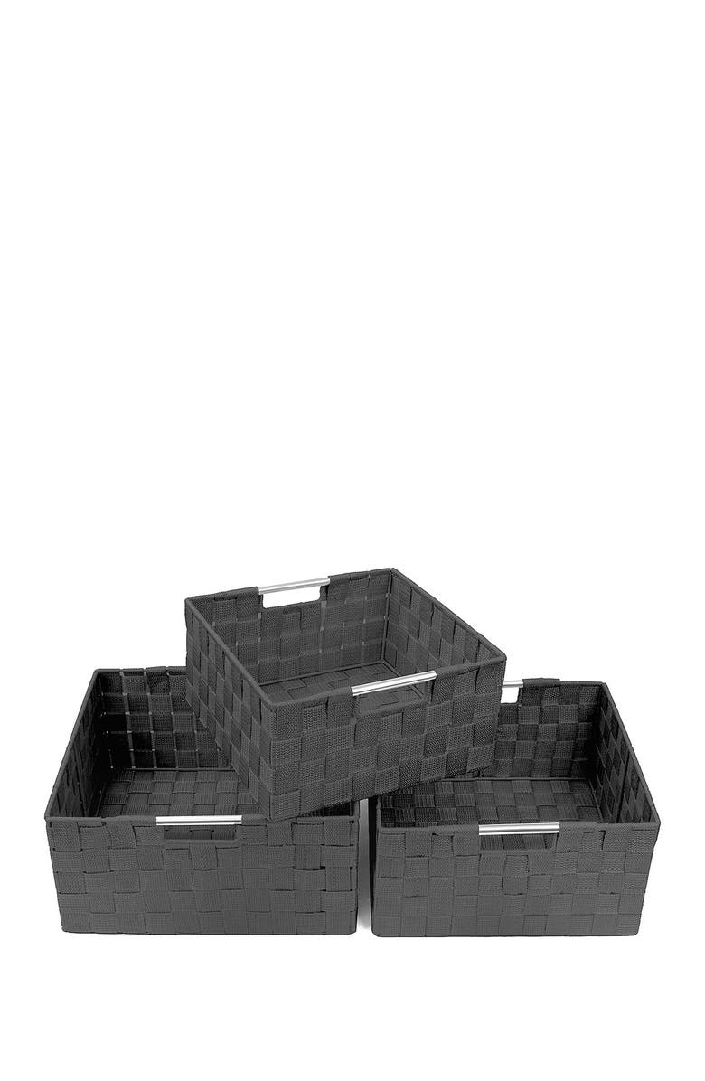 SORBUS Gray Woven 3-Piece Basket Set, Main, color, GRAY