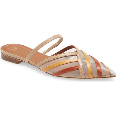 Malone Souliers Paulina Mesh & Leather Stripe Mule, Brown
