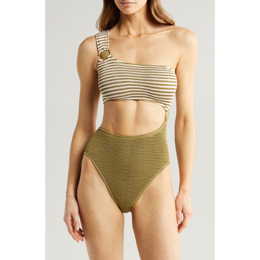 Cleonie Cutout One-shoulder One-piece Swimsuit In Neutral