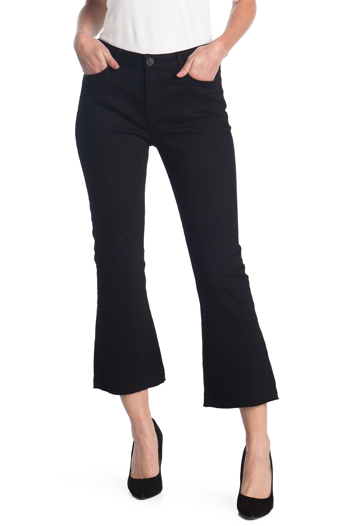 black cropped flare pants