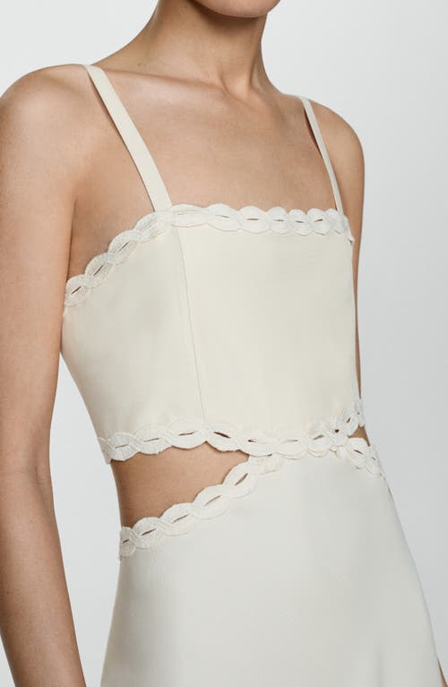 Mango Women's Lace Detail Slit Dress In Ecru