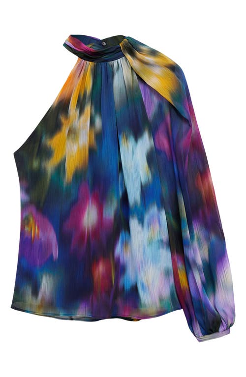 MANGO MANGO ASYMMETRIC PRINT ONE-SHOULDER TOP
