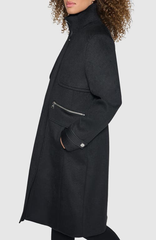 Shop Karl Lagerfeld Paris Boiled Wool Blend Coat In Black