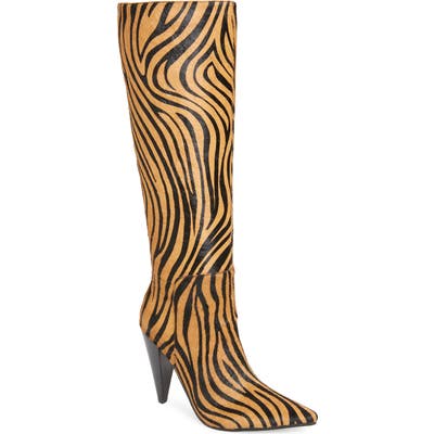 Jeffrey Campbell Labyrinth Genuine Calf Hair Knee High Boot, Brown