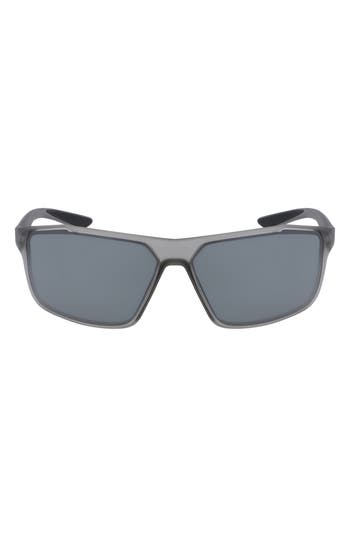 Shop Nike Windstorm 65mm Rectangular Sunglasses In Matte Grey/silver Mirror
