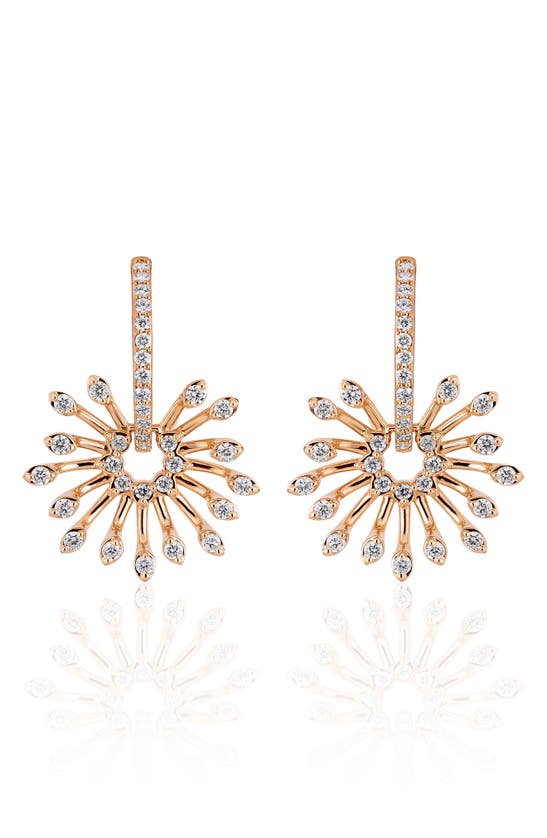 Shop Hueb Luminus Diamond Drop Earrings In Pink Gold
