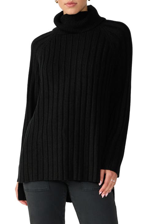 Rib Turtleneck Tunic Sweater